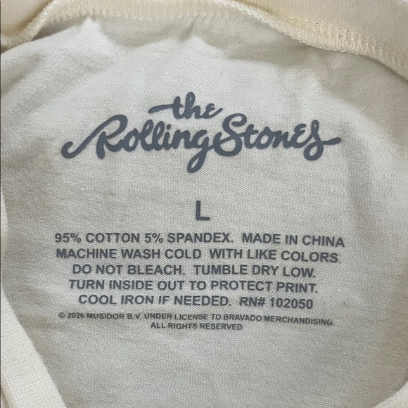 The Rolling Stones Cream Tee with Multicolor Tongue Graphic - Picture 3 of 4